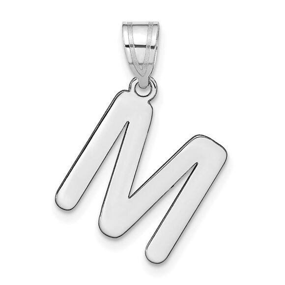 Kazi Luxury 14k White Gold Polished Bubble Letter M Initial Pendant
